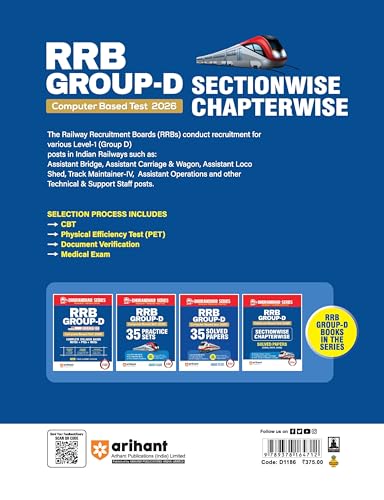 Image of Arihant RRB Group-D Computer Based Test 2026 | Sectionwise Chapterwise Solved Papers (2025, 2022, 2018) | Chronological PYQs with Detailed Solutions | ... Railway Exam Pattern | Dhurandhar Series