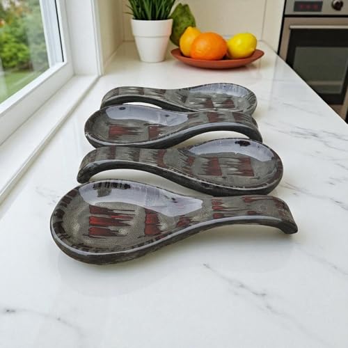 Image of Malaikah Ceramic Spoon Rest Pack of 4 for Home, Kitchen, Dining, Kitchen Decor & Gifting