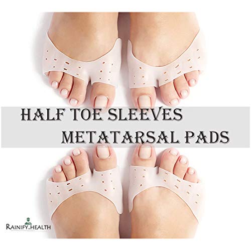 Metatarsal Pads - Bunion & Forefoot Cushioning - Half Toe Sleeve 2 Pieces Gel Pad Ball of Foot Cushions - Prevent Calluses and Blisters