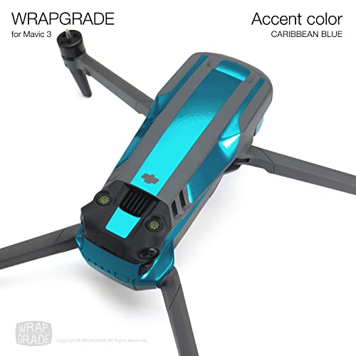 Image of WRAPGRADE Partial Skin Stickers for DJI Mavic 3 Pro Accent Color (Caribbean Blue)