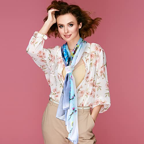 Xtinmee 12 Pcs Peony Scarfs for Women Summer Scarf Print Floral Pattern Fashion Scarf Silk Chiffon Shawl Lightweight Christmas Gifts4