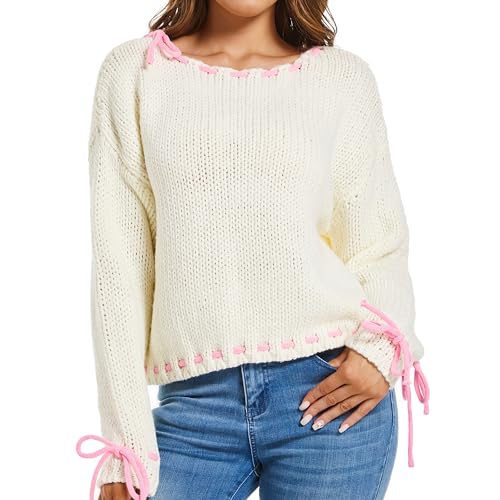 Women's Sweater Cute Long Sleeve Off The Shoulder Pullover Tops Casual Outfits