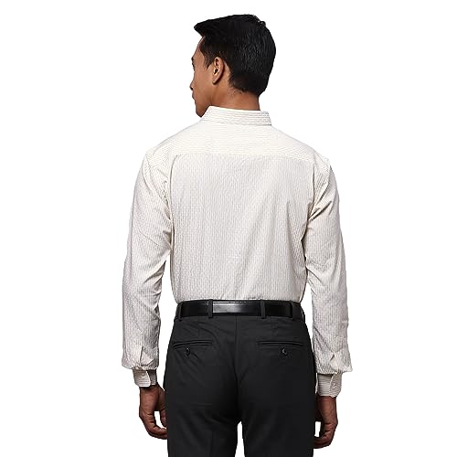 Image of Park Avenue Men's Pure Cotton Stripe Pattern Slim Fit Semi Cutaway Collar Full Sleeve Formal Shirt