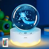 Ammonite Axolotl Geschenk, Kristallkugel für Kinder mit LED-Lampe Basis, klar 70mm Glaskunst für Kinder Geburtstag Geschenke, Axolotl Geschenke, Geschenk für Jahrestag und Freund Geburtstag