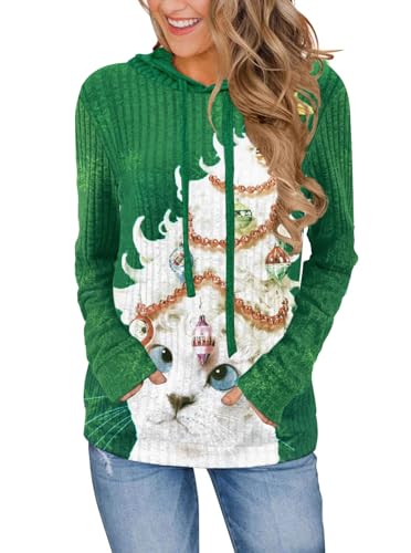 MixShe Women’s Color Block Knit Hoodie – Casual Long Sleeve Pullover Sweater Tops with Pocket