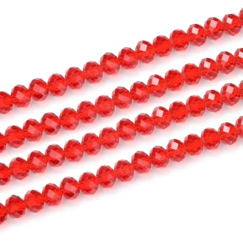 Image of 1000pcs Czech Faceted Rondelle Crystal Glass Beads 6mm Bulk Light Siam Red