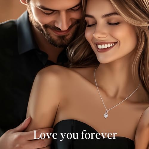 1ct/2ct Moissanite Heart Pendant Necklaces for Women, 925 Sterling Silver Imitation Diamond Moissanite Infinity Heart Necklace, Ideal Birthday Anniversary Jewelry Gifts for Mom Wife Her2