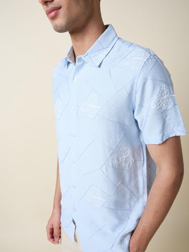 Image of Thomas Scott Men Premium Embroidered Slim Fit Casual Shirt
