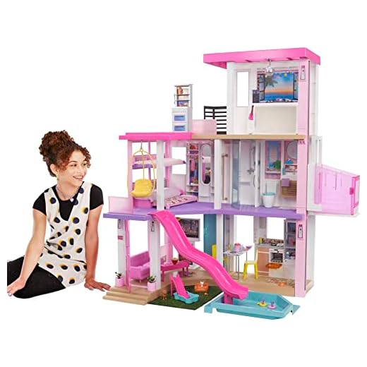 Barbie Dreamhouse, Doll House Playset with 75+ Furniture & Accessories, 10 Play Areas, Lights & Sounds, Wheelchair-Accessible Elevator