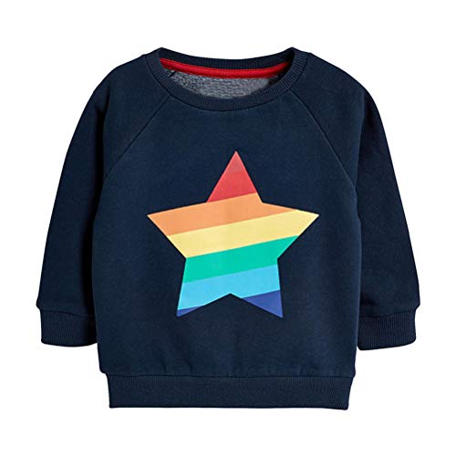 HILEELANG Toddler Boy Fleece Sweatshirt Christmas Winter Warm Crewneck Blue Star Cotton Casual Long Sleeve T-Shirts Outfits Clothes
