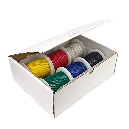 14 AWG Gauge GXL Automotive Stranded Hook Up Wire Kit, 100 ft Length Each, 6 Colors, 0.071