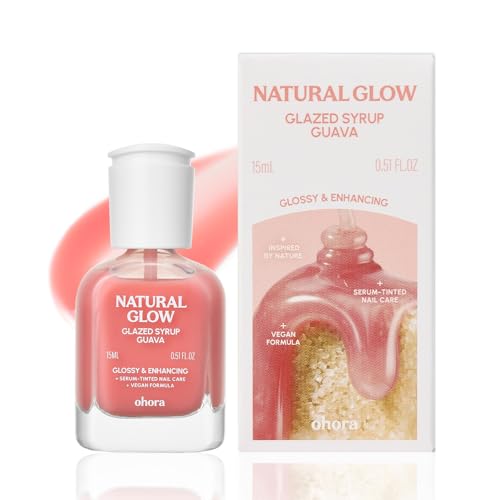 Image of ohora 2-in-1 Sheer Nail Polish & Strengthener - Guava | Tinted Nail Concealer | Nail Hardener for Weak, Damaged Nails | Nail Care Polish with Glossy Finish | Glazed-Syrup Formula, 15 mL