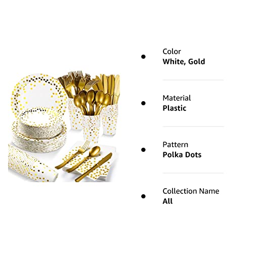 560 Pcs White And Gold Party Supplies For 80 Guests Disposable Dinnerware Set White And Gold Disposable Paper Plates Napkins Cups Forks Knives Spoons For Birthday Wedding Graduation Baby Shower #TOP7