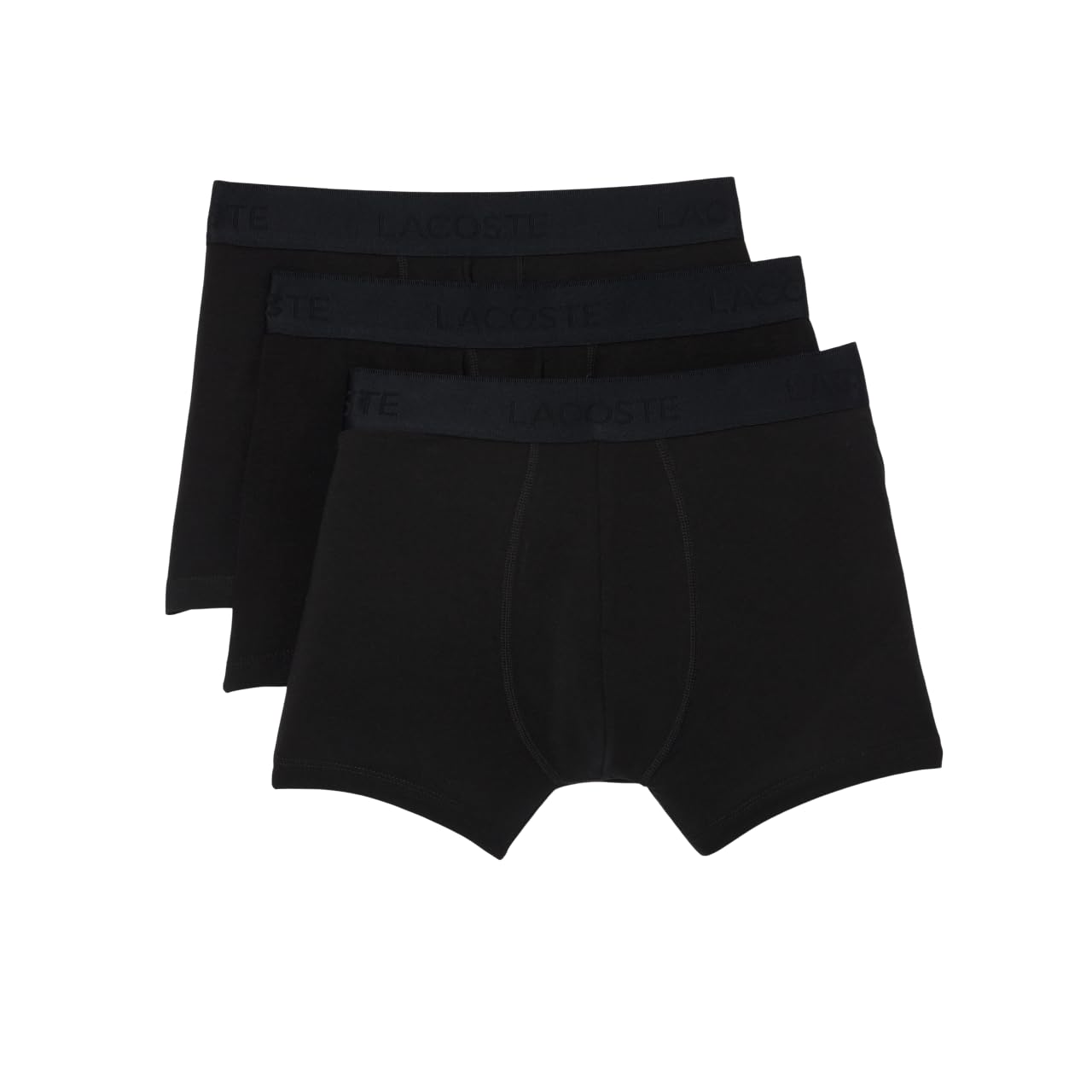 Lacoste Men's Cotton Stretch Tricolor Waistband Trunks, 3-Pack