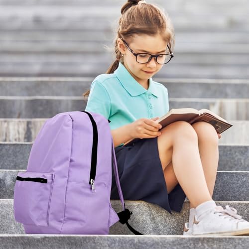 Image of Amylove 12 Pack Backpack in Bulk 17 inch Lightweight Outdoor Travel Bag Classic Bookbags Bulk for Elementary Middle High (Macarons,Pure)