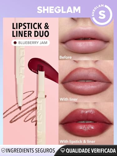 Image of SHEGLAM Glam 101 Sheer Tinted Glossy Lip Liner and Long Lasting Lipstick Set Makeup-Blueberry Jam