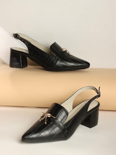 Image of Carlton London Women Comfortable Block Heel Pointed Toe Slingback Fashion Shoes for Party, Office use, Casual use