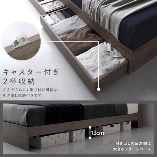 RASIK RASIK ベッド シングル ボンネルコイルマットレス付き ストーングレー 収納付き ベット 照明 コンセント お客様組立 Rizon ライゾン の商品画像 4