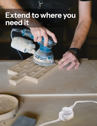 وصلة تمديد في اتجاه واحد مع شريط طاقة بقابس بريطاني 3 دبابيس بتصميم متين ومقاوم للحريق للمنزل والمكتب من هونور - (2 متر، لون أبيض)