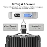travel inspira Luggage Scale, Portable Digital Hanging Baggage Scale for Travel, Suitcase Weight Scale with Rubber Paint, 110 Pounds, Battery Included - Image 5