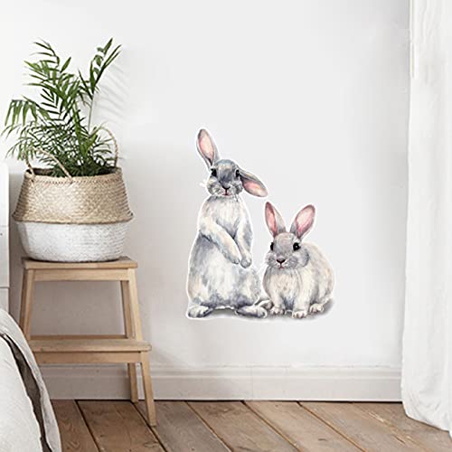 1 adesivo PCS Papel Staright, dois adesivos de parede removíveis de coelho 3D fofos e fofos, adesivo