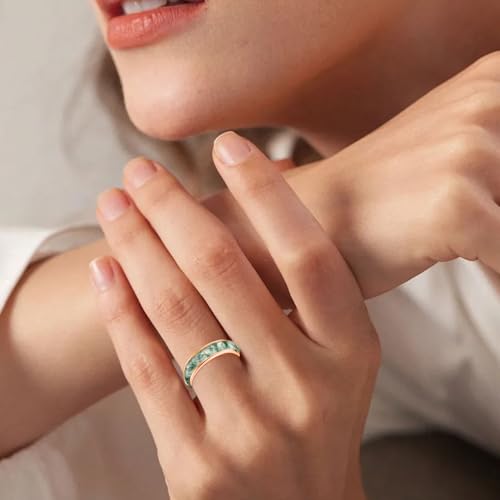 Natural Moss Agate Rings for Women Men 10K 14K 18K Rose Gold Moss Agate Wedding Ring Anniversary Christmas Jewelry Gifts4