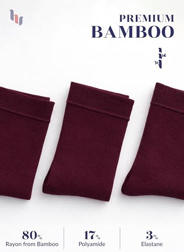 Image of Hugh Ugoli Women's Thin Soft Rayon Derived from Bamboo Crew Socks for Dress, Trouser, Seamless Toe & Non-Binding, 5-8 /9-11