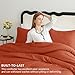 CozyLux Terracotta Queen Comforter Set, 3 Pieces Burnt Orange Rust Solid Breathable Quilted Bedding Sets, Luxury Fluffy Soft Bed Set with Down Alternative Comforter and 2 Pillowcases for All Season