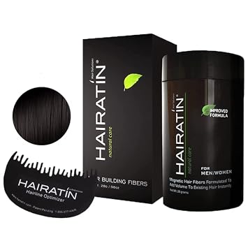 HAIRATIN Hair Building Fibers Black Concealer Bad Spots Cover and HAIRATIN Hairline Optimizer Plastic Comb Professional Hairdressing Accessories for Men & Women