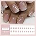 Short Square Press on Nails French Fake Nails Ombre Acrylic Nails Press on Full Cover Glossy False Nails Artificial Stick on Nail for Women Manicure Decoration 24PCS