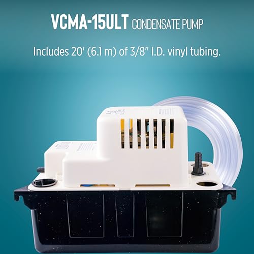 Image of Little Giant VCMA-15ULT 115 Volt, 65 GPH, 1 /50 HP Automatic Condensate Removal Pump with Tubing (no safety switch), Black /White, 554411