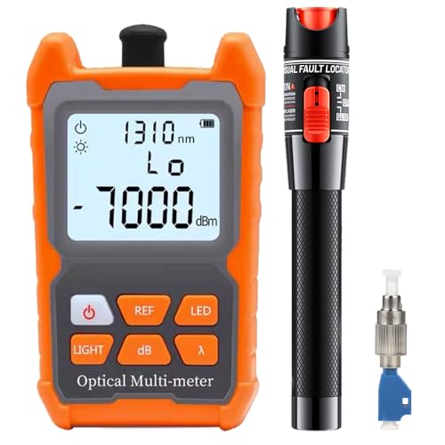 50mW Localizador visual de fallas, Medidor de Potencia de Fibra óptica FTTH  70 dBm a +6 dBm, Probador de fibra óptica con adaptador FC LC