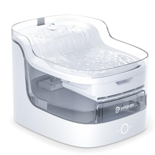 PETGUGU Cat Water Fountain 2L Automatic Pet Water Dispenser for Cats and Dogs 8-Layer Filtration System Wireless Pump 2.4G WiFi Smart Control Food-Grade Material Indoor Pet Water Bowl(PF1L)