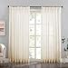 Beige Pinch Pleated Window Sheer Curtains 102 Inches Long 2 Panels,Allow Light Come in and Offer Enough Privacy Sheer Window Panels Drapes, 52