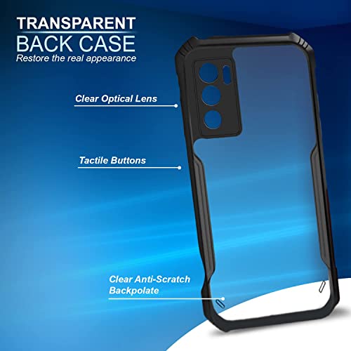 Image of Dashmesh Shopping Plastic Shockproof Crystal Clear Back Cover Case for Oppo Reno 6 5G | 360� Protection | Protective Design | Transparent Back Cover Case (Black Bumper)