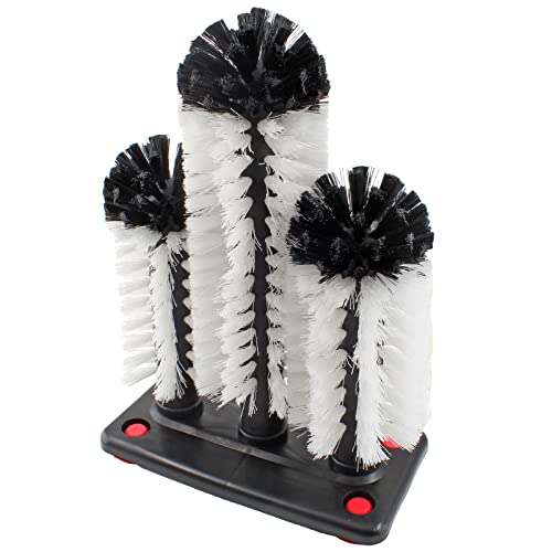 3 brush bar glass washer with suction base commercial brush cleaner bristle brush for kitchen bar beer cup long leg cup red wine glass
