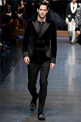 Men's Two Pieces Suit Velvet Coat Waffle Lapel and Patch Pocket for Performance Banquet Tuxedos2