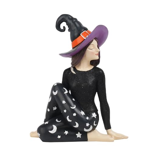 Cynkeyee Halloween Party Decorations Witch Figurine - Resin Yoga Witch Decor Cute Halloween Decorations Indoor Modern Home Décor Coffee Table Shelf Halloween Table Décor 6.5 * 3 * 8 Inch