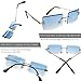 Mriendao Blue Sunglasses for Women Men Fashion Retro Cute 90s Rimless Frameless Rectangle Tinted Lens Sun Glasses Shades