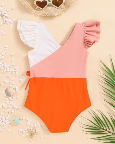 Image of Mioglrie Toddler Baby Swimsuit Girl Bathing Suit Girl 2T 3T 4T 5T 6T Girls One Piece Swimsuits Color Block Swimwear