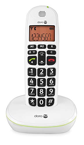 Doro PhoneEasy 100W DECT Cordless Phone with Amplified Sound and Big Buttons NO Answerphone (Single Set/White) [UK and Irish Version]