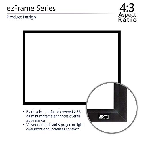 Image of Elite Screens ezFrame Series, 84-inch Diagonal 4:3, Fixed Frame Home Theater Projection Projector Screen, Model: R84WV1
