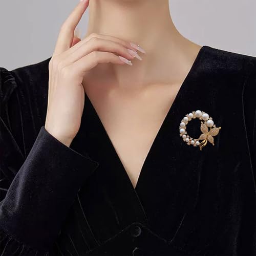Image of 4Pcs Scarf Ring Tie Cinch Clip for Women Shawl Clothing Shirt Sweater Clips to Tighten Metal Pearl Flower Round Circle Pin Buckle Bandana Ring Trendy Silk Scarf for Women