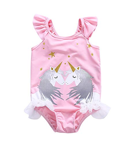 Toddler/Girls Unicorn One Piece Swimsuit Bathing Suit Swimwear for Girls 2-6T (Unicorn-Pink, M/2-3T)