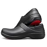 NINGO Slip Resistant Work Shoes for Women, Waterproof & Easy to Clean, Comfortable Lightweight Women's Clogs, Nurse Sneakers for Food Service, Healthcare, Gardening Blue Flowers