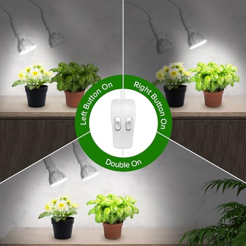 SANSI Pflanzenlampe LED Vollspektrum, 20W (300W) 2-Kopf Grow Light, Weiß – Ansicht 5