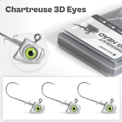image for OJYDOIIIY OJY&DOIIIY Swimbait Jig Heads with Chartreuse Fish Eye, 1/4o