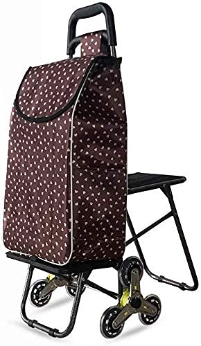 Carrello Portaoggetti Multifunzionale, Carrello a Ruote Leggero Di Capacità con Borsa a 6 Ruote, Carrello Elevatore per Scale Rampicanti, Strisce Blu,Colore Del Caffè