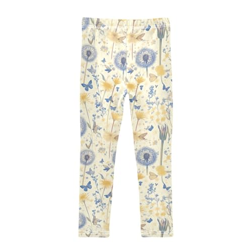 KLL Butterflies Dandelions Pattern Butterflies Gold Toddler Girls Cotton Pants Fashion Full Length Workout Pants Exercise2