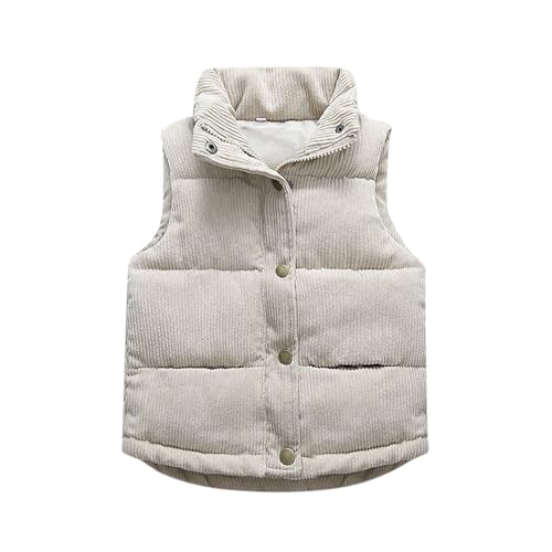 Generisch Niños Niños Bebé Chicos Niñas Pana Chaleco Polar Fuzzy Sin Mangas Abrigo Ropa Exterior Bolsillos, beige, 3-4 años